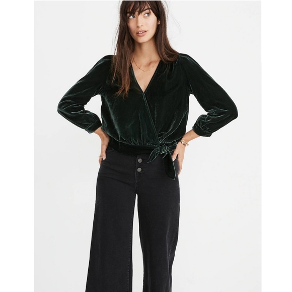 Madewell Tops - New Madewell Velvet Wrap Top Size XS